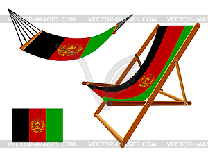 Afghanistan hammock and deck chair set - vector image