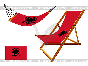 Albania hammock and deck chair set - vector image