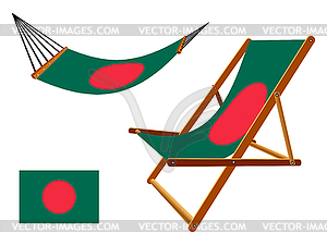 Bangladesh hammock and deck chair set - vector clip art