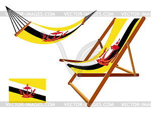 Brunei hammock and deck chair set - vector image