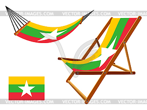 Burma hammock and deck chair set - vector clipart