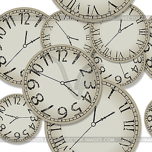 Shadowed clocks pattern - vector clipart