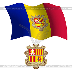 Andorra wavy flag and coat - vector clipart