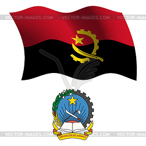 Angola wavy flag and coat - vector image
