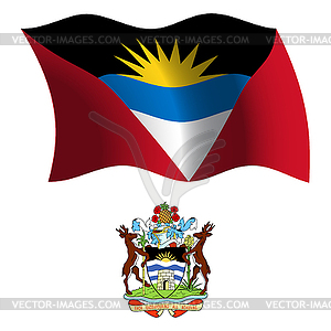 Antigua and barbuda wavy flag and coat - vector EPS clipart