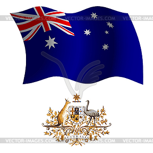 Australia wavy flag and coat - stock vector clipart