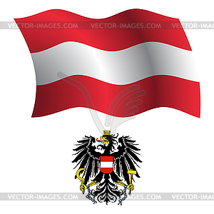 Austria wavy flag and coat - vector clip art