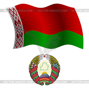 Belarus wavy flag and coat - vector clipart