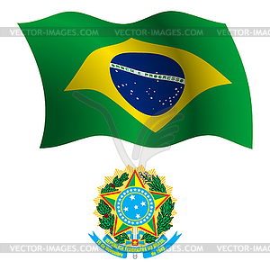 Brasil wavy flag and coat - vector EPS clipart