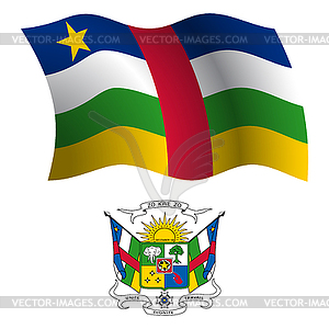 Central african republic wavy flag and coat - vector clip art