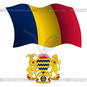 Chad wavy flag and coat - vector clipart