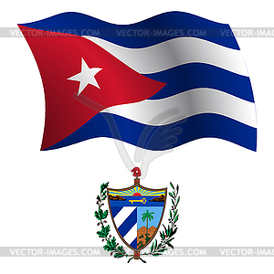 Cuba wavy flag and coat - vector image