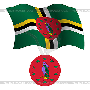 Dominica wavy flag and coat - vector image