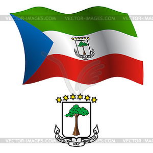 Equatorial guinea wavy flag and coat - stock vector clipart