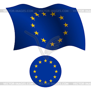 European union wavy flag and icon - vector clipart