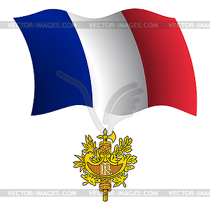 France wavy flag and coat - vector clip art