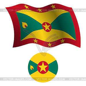 Greenada wavy flag and icon - vector image