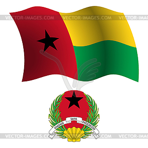 Guinea bissau wavy flag and coat - vector image