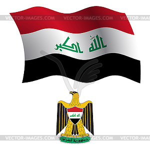 Ирак волнистой флаг и пальто - векторный клипарт Royalty-Free