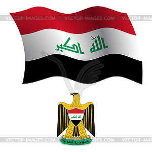 Iraq wavy flag and coat - royalty-free vector image