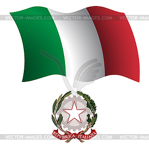 Italy wavy flag and coat - vector image