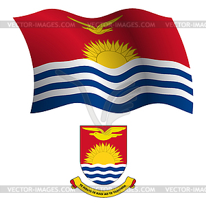 Kiribati wavy flag and coat - vector clipart