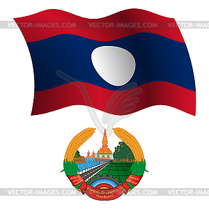 Laos wavy flag and coat - vector clipart