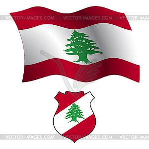 Lebanon wavy flag and coat - vector image