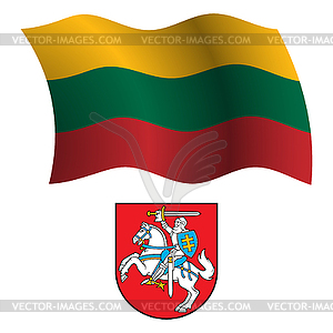 Lithuania wavy flag and coat - vector clipart