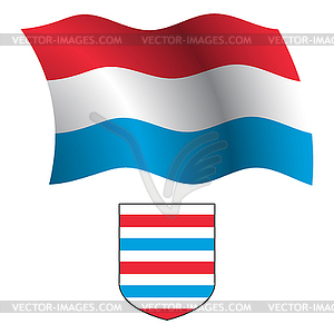 Luxembourg wavy flag and coat - vector image