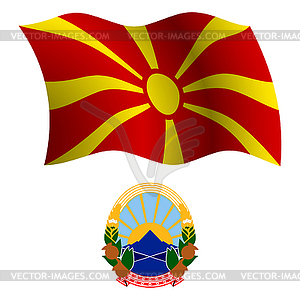 Macedonia wavy flag and coat - vector clipart