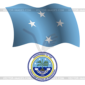 Micronesia wavy flag and coat - vector image