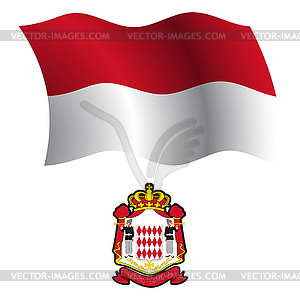 Monaco wavy flag and coat - vector clip art