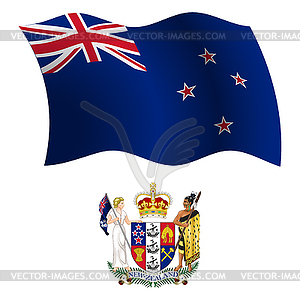 New zealand wavy flag and coat - vector image