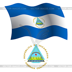 Nicaragua wavy flag and coat - vector clipart
