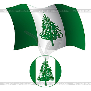 Norfolk island wavy flag and icon - vector clip art