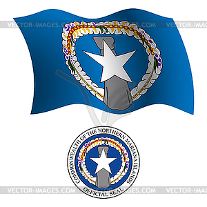 Northern mariana island wavy flag and coat - vector image