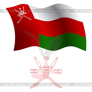 Oman wavy flag and coat - vector clip art