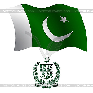 Pakistan wavy flag and coat - vector clipart