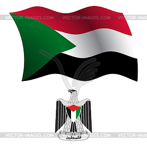 Palestine wavy flag and coat - vector image