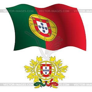 Portugal wavy flag and coat - vector clipart