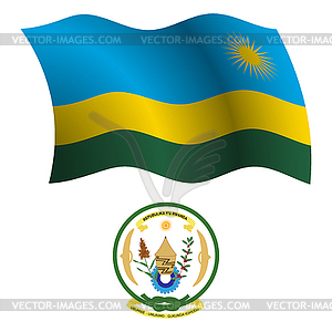 Rwanda wavy flag and coat - vector EPS clipart