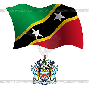 Saint kitts and nevis wavy flag and coat - stock vector clipart