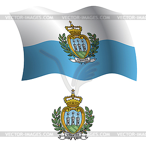 San marino wavy flag and c oat - royalty-free vector image