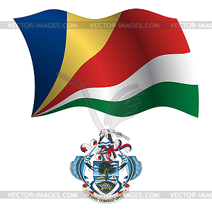 Seychelles wavy flag and coat - vector clip art