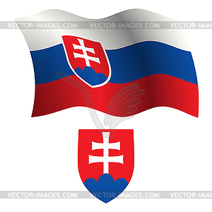 Slovakia wavy flag and coat - vector image