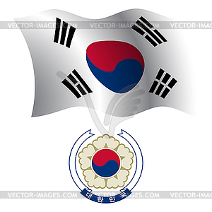 South korea wavy flag and coat - stock vector clipart