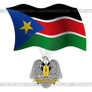 Южный Судан волнистой флаг и пальто - векторизованное изображение клипарта