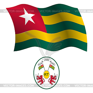 Togo wavy flag and coat - vector clipart