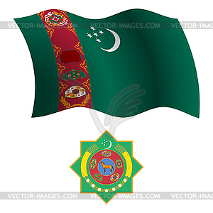 Turkmenistan wavy flag and coat - vector image